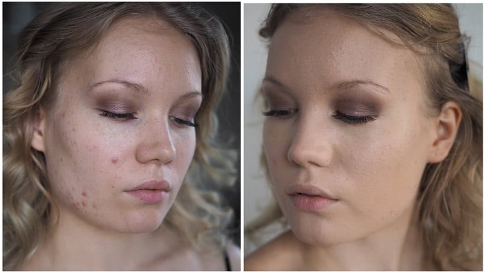 before after double wear foundation