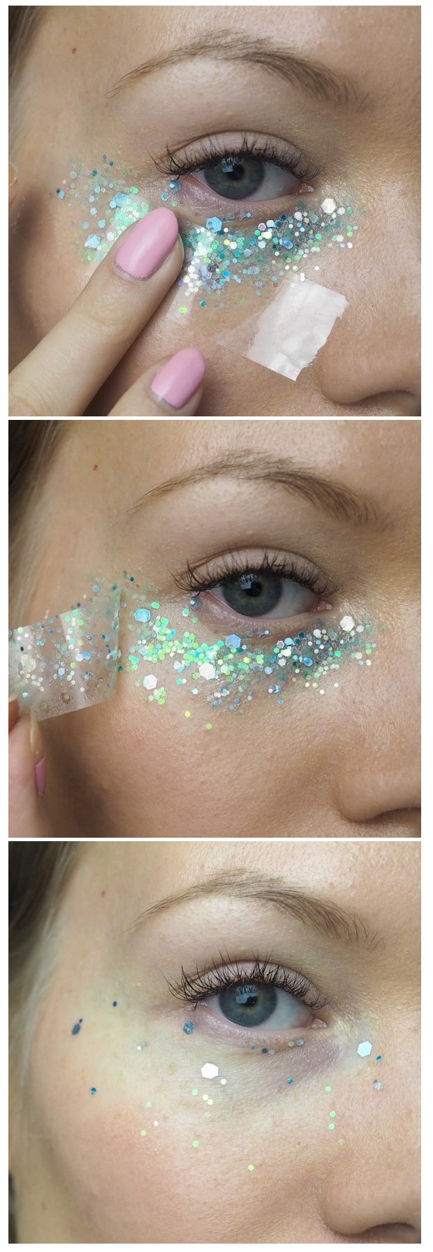 how to remove glitter makeup with tape