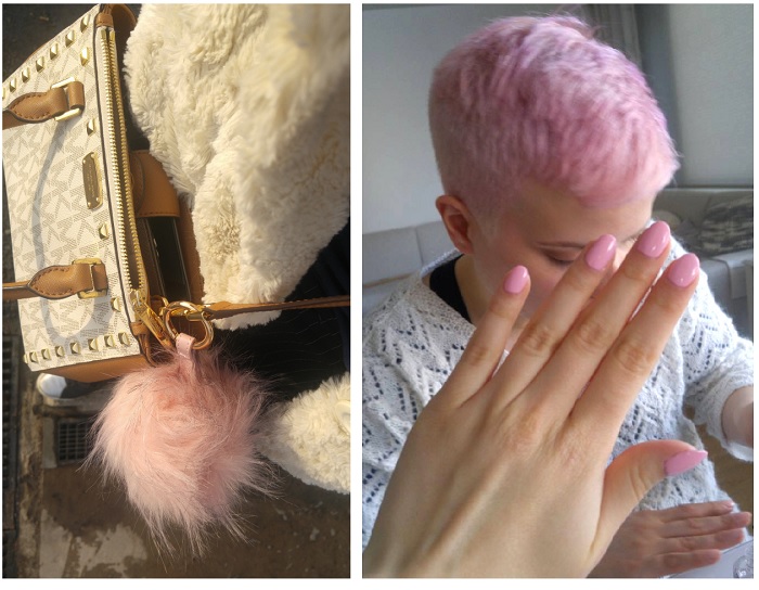 pink nails pink fur ball