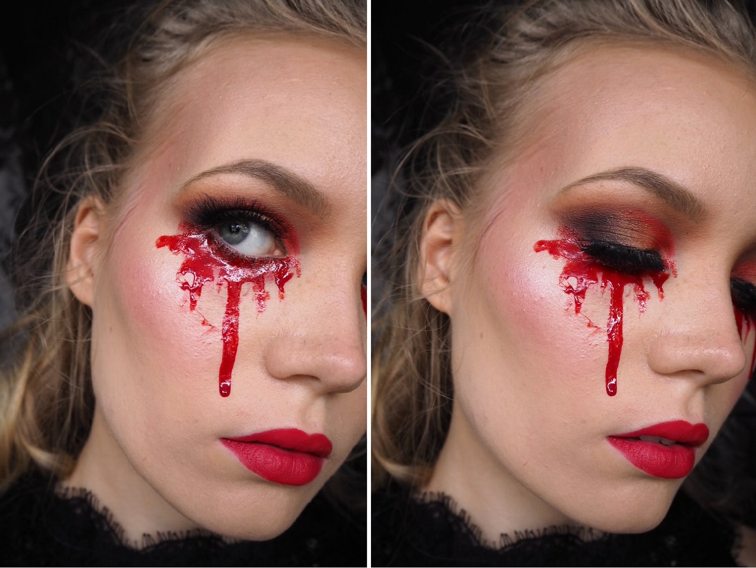  Easy  Halloween  makeup  look Blood  tears you only need 