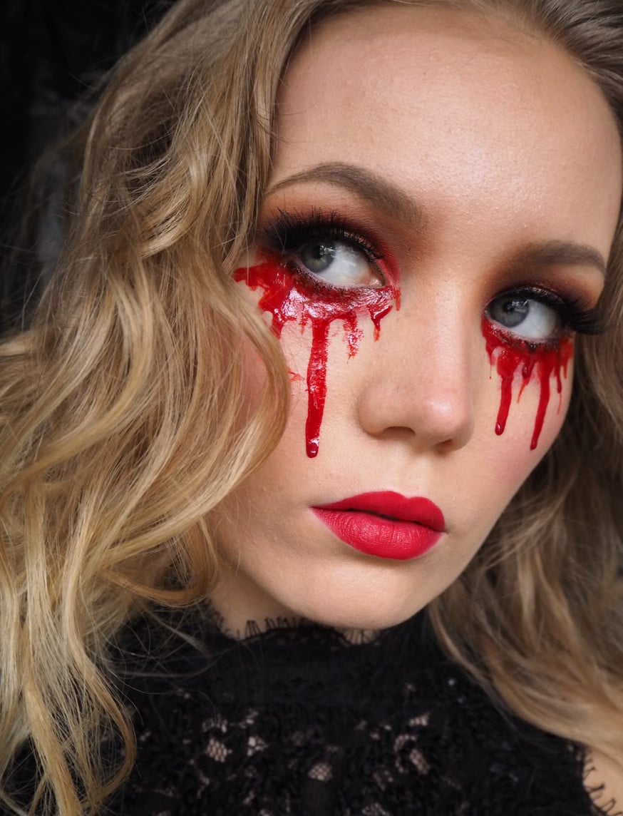  Easy  Halloween  makeup look  Blood tears you only need 