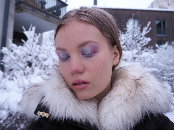 icy makeup blue pink