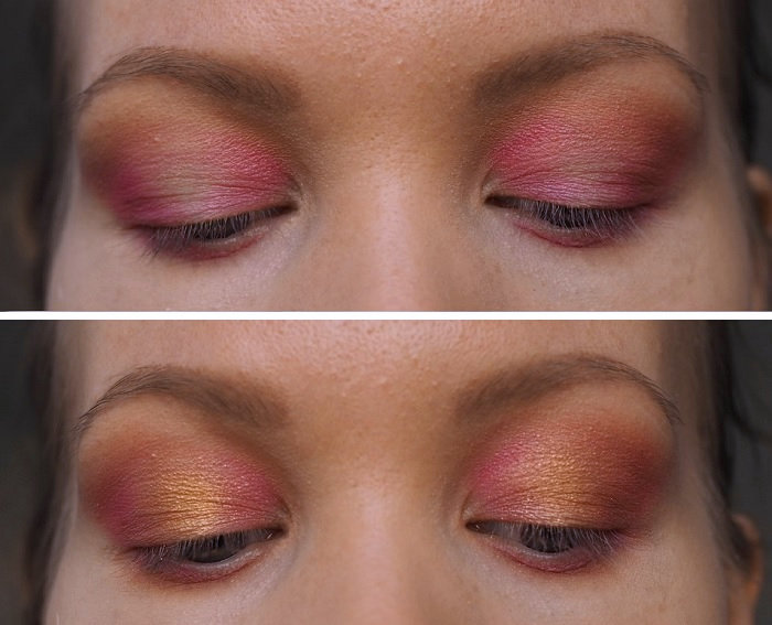 pink yellow orange sunset eyes makeup tutorial