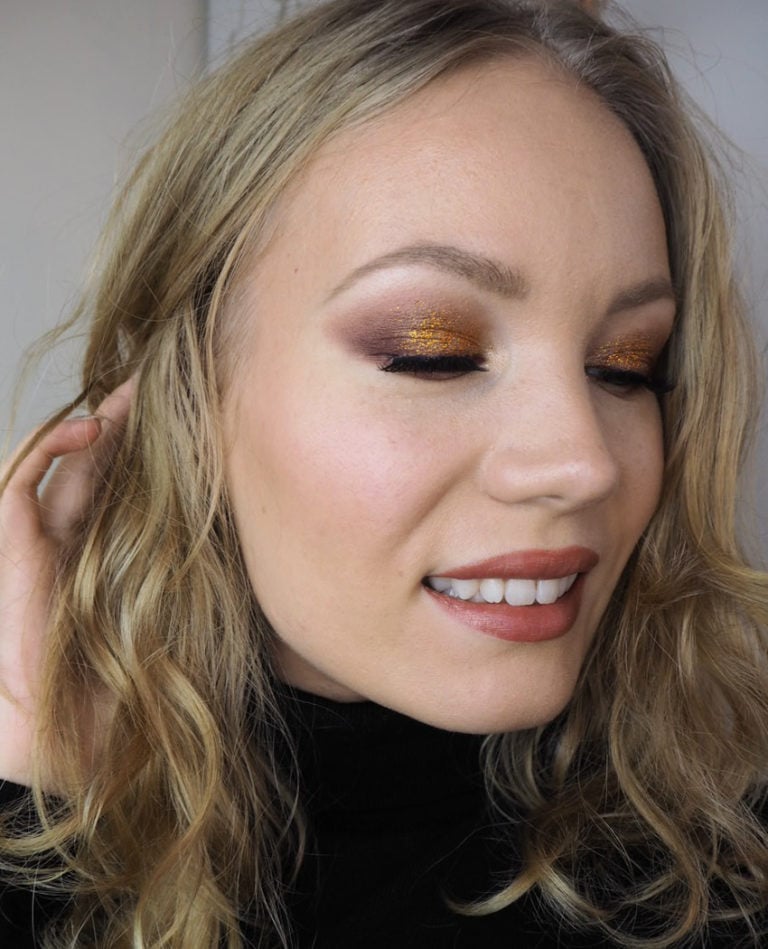 Gold glitter Christmas makeup Charlotta Eve