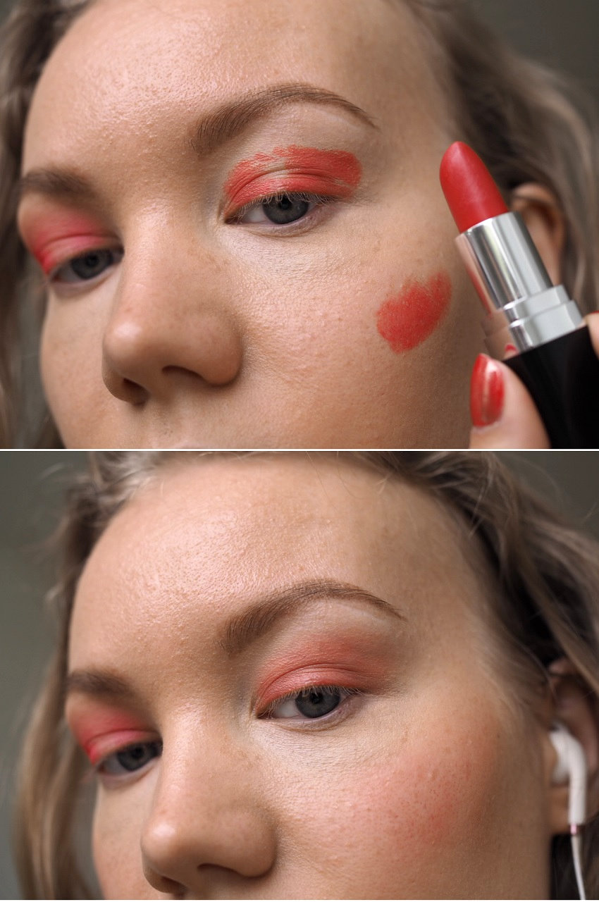 Warm Red Makeup Using Lipstick 3 Ways