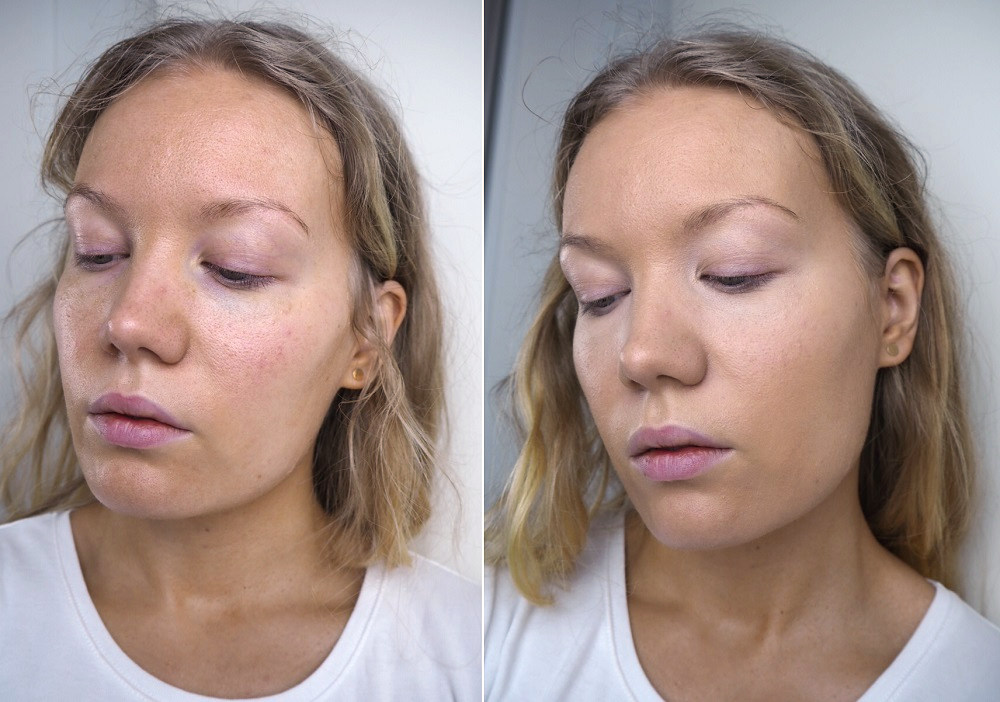 before after nars sheer glow foundation