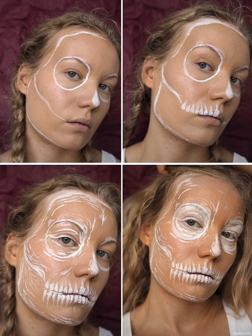 rille blive forkølet At DRAFT SKULL - Easy Halloween makeup - Charlotta Eve