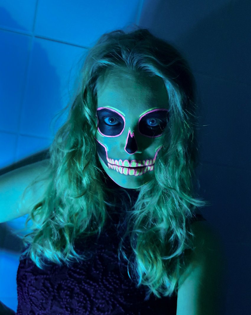 Neon Skull Makeup Look